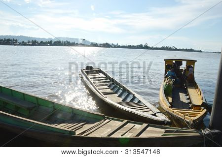 Wooden Boat At The Seaport In Tanjung Selor Indonesia
