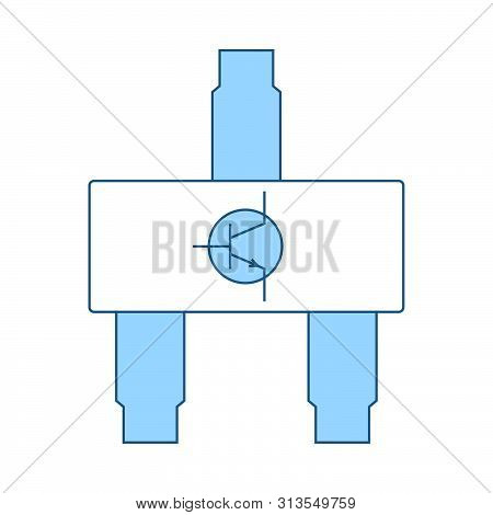 Smd Transistor Icon. Thin Line With Blue Fill Design. Vector Illustration.