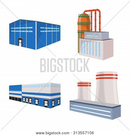 Vector Design Of Factory And Industry Sign. Set Of Factory And Industrial Vector Icon For Stock.
