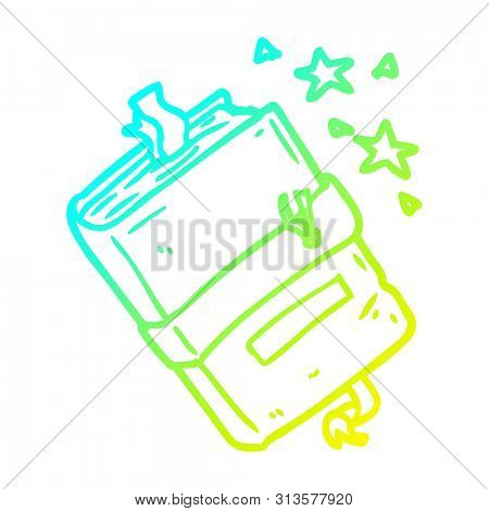 cold gradient line drawing of a witch's book of spells