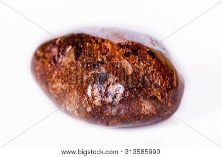 Macro Mineral Stone Bronze On White Background
