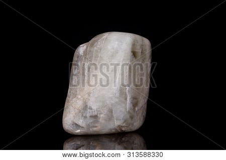 Macro Mineral Stone Moonstone On Black Background