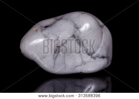 Macro Mineral Stone Magnesite On Black Background