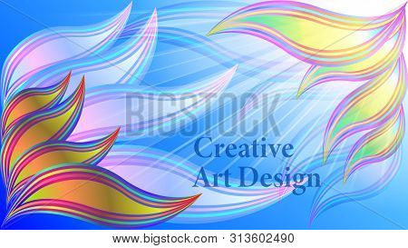 Beautiful Transparent Colorful Leaves On A Blue Sky And Sunlight Background. Creative Artdesign Vect