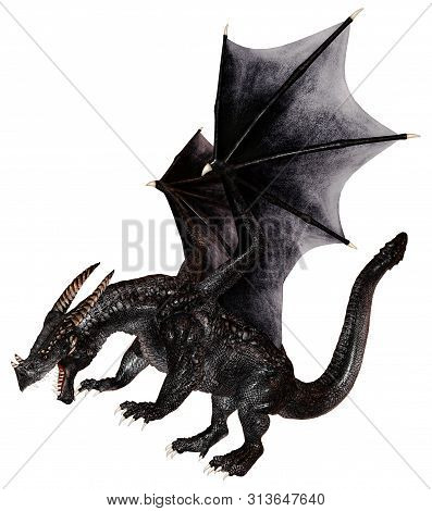 Black Scale Dragon, Olram, 3d Illustration, 3d Rendering