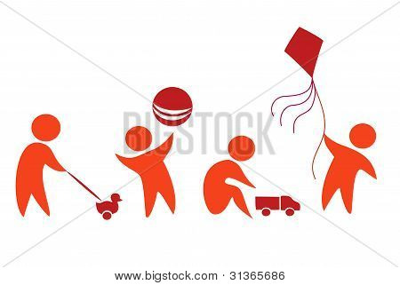 Lapset leikkivät kuvakkeet