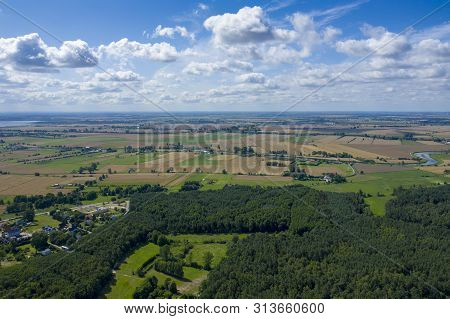 Aerial View Of Vistula Split. Mierzeja Wislana Landscape Park. Photo Made From Above By Drone.