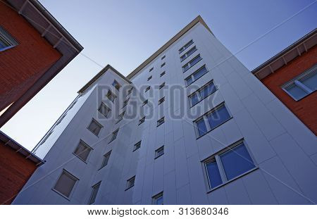 Umea, Sweden - June 24, 2019: Newly Built High-rise Building On Haga