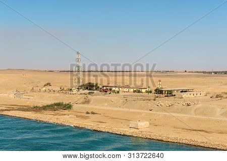 Suez, Egypt - November 5, 2017: Military Built And Telecommunication Tower On The Shore Of The Suez 