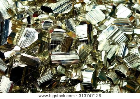 Pyrite Crystals Of Beautiful Shape, A Piece Of Pyrite.