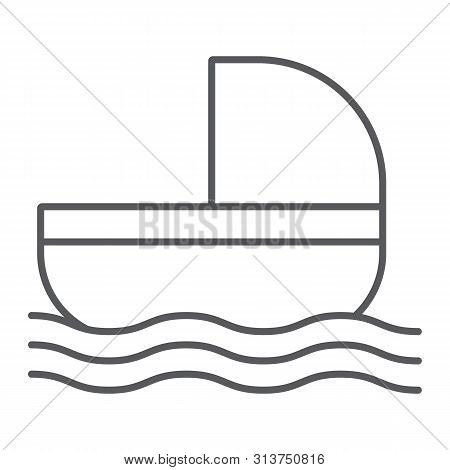 Baby Moses Thin Line Icon, Religion And Jewish, Baby Basket Sign, Vector Graphics, A Linear Pattern 