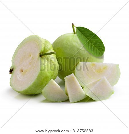 Guava Fruit Isolated On A White Background.