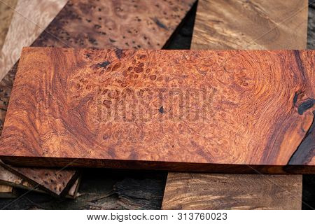 Sawed Timber Burl Wood Striped Prepare For The Crafts