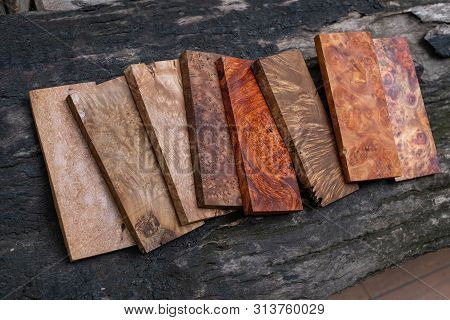 Sawed Timber Burl Wood Striped Prepare For The Crafts