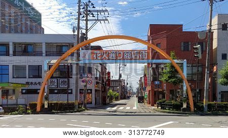 Akita, Japan. Aug 05, 2017 : Omagari Station. A Railway Station In Daisen City, Akita Prefecture, Ja