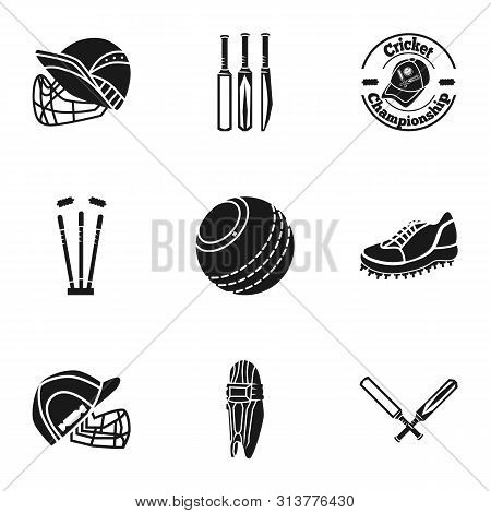 Cricket Equipment Icon Set. Simple Set Of 9 Cricket Equipment Vector Icons For Web Design Isolated O