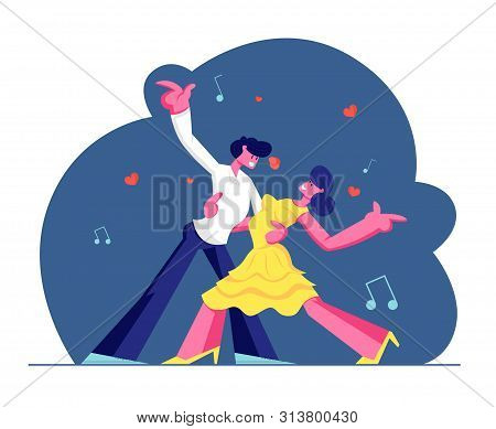 Young Couple Sparetime With Tango Dancing, People Active Lifestyle, Man And Woman In Loving Or Frien