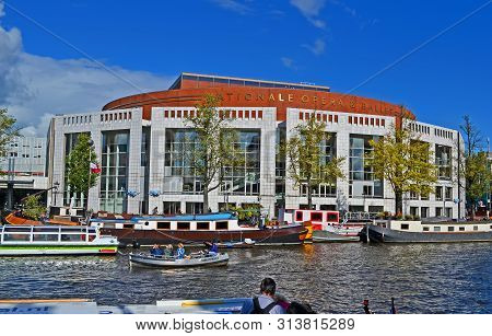 Amsterdam, Netherlands - Sep 15, 2017: The Dutch National Opera & Ballet (aka Stopera) On September 
