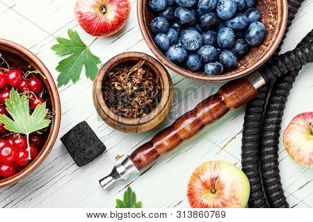 Hookah With With Berries And Apple