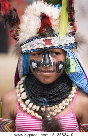 Mount Hagen, Papua New Guinea - August 15, 2018: Tribes At The Mt Hagen Cultural Show In Papua New G