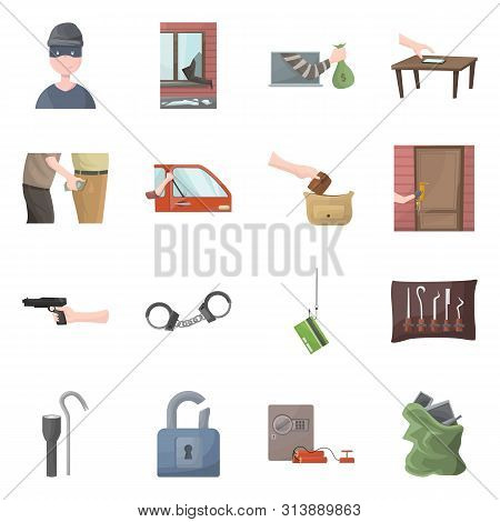 Isolated Object Of Criminal And Police Logo. Collection Of Criminal And Robbery Stock Vector Illustr