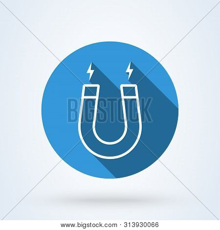 Magnet And Magnetism Line Art. Simple Vector Modern Icon Design Illustration.
