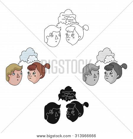 Brainstorming Icon In Cartoon Style Isolated On White Background. Conference And Negetiations Symbol