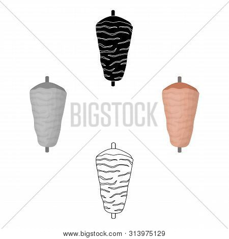 Oner Kebab Icon In Cartoon Style Isolated On White Background. Meats Symbol Stock Bitmap Illustratio