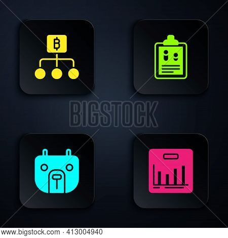 Set Pie Chart Infographic, Blockchain Technology Bitcoin, Bear Market And Business Finance Report. B