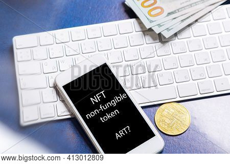 Crypto Art Concept. Blockchain Called Nfts. Digital Collectibles For Cryptocurrencies. Non-fungible