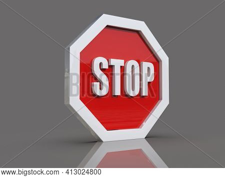3d render STOP! You are Not Allowed Here, Red Octagonal Stop Roadsign with Big Hand Symbol for Prohibited Activities, Traffic Stop Blocking Sign, Prohibition Icon, No Entry Signal, Red Warning