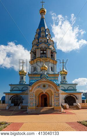 The Bell Tower Of The Temple Unfading Color In Moscow, Russia