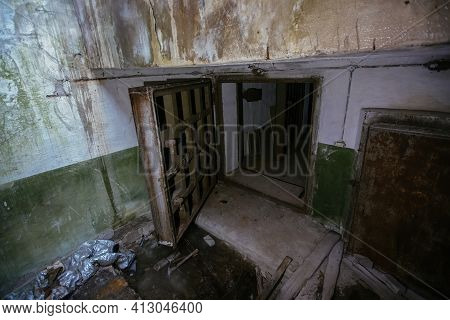 Opened Heavy Steel Armored Hermetic Door In The Soviet Bomb Shelter