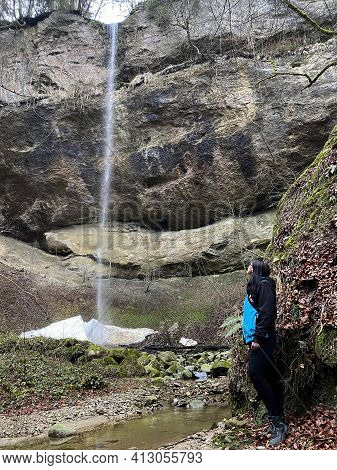 Waterfall Sulzigbachfall (waterfall Sulzigbach Or Sulzigbachfall Wasserfall) In The Sulzigtobel Ravi