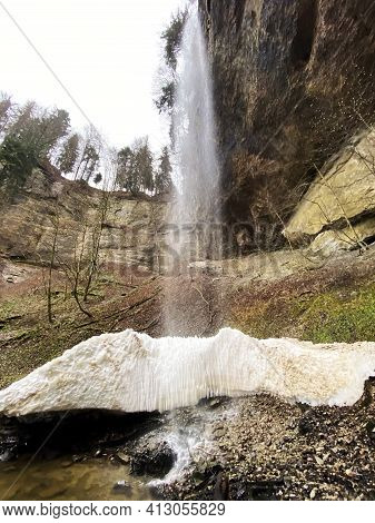 Waterfall Sulzigbachfall (waterfall Sulzigbach Or Sulzigbachfall Wasserfall) In The Sulzigtobel Ravi