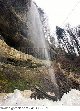 Waterfall Sulzigbachfall (waterfall Sulzigbach Or Sulzigbachfall Wasserfall) In The Sulzigtobel Ravi