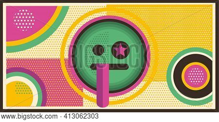 Psychedelic Background, Cover, Poster Template Hippie Style From The 1960S.