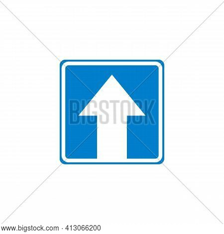 One Way Traffic Sign Flat Icon, Drive Straight Vector Sign, Ahead Only Arrow, Colorful Pictogram Iso