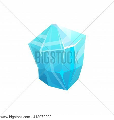 Ice Crystal Rock, Iceberg Or Frozen Glass And Blue Snow Glacier, Vector Icon. Isolated Cold Frost Ro