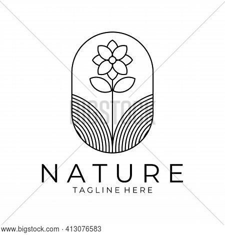 Nature Logo Design. Line Art Logo Vector Illustration