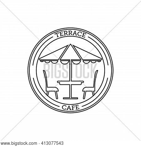 Terrace Cafe Logo Line Art Vector Illustration Design
