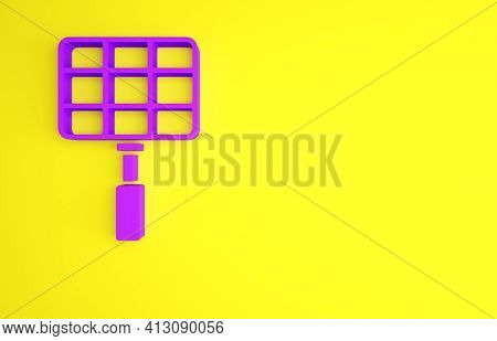 Purple Barbecue Steel Grid Icon Isolated On Yellow Background. Top View Of Bbq Grill. Wire Rack For 