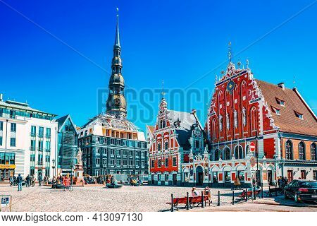 Town Hall Square (latvian Ratslaukums) Is One Of The Central Squares Of Riga, Located In The Old Tow