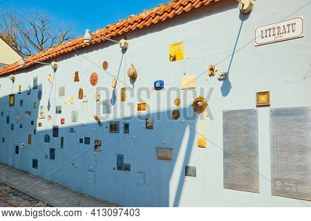Literary Street Is One Of The Oldest Streets In Vilnius Old Town, Lithuania.