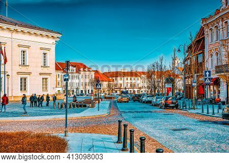 Didzioji  Is A Street In The Historic Part Of The Old City Of Vilnus. Lithuania.