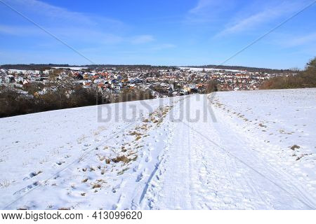 View Of A Building Area With Single And Multi-family Houses In Weissach