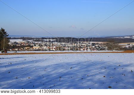 View Of A Building Area With Single And Multi-family Houses In Weissach