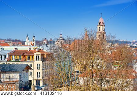 View Of Vilnius From The Hill Of The Bastion Of The Vilnius City Wall.