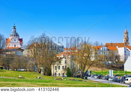View Of Vilnius From The Hill Of The Bastion Of The Vilnius City Wall.