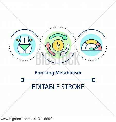 Boosting Metabolism Concept Icon. Nutrition And Exercise. Healthy Eating. Intermittent Fasting Benef